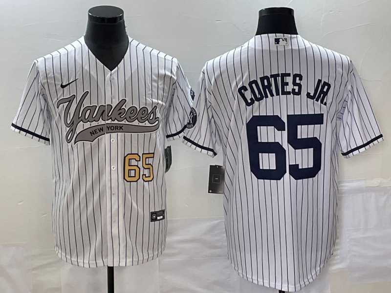 Men%27s New York Yankees #65 Nestor Cortes Jr Number White With Patch Cool Base Stitched Baseball Jersey->new york yankees->MLB Jersey